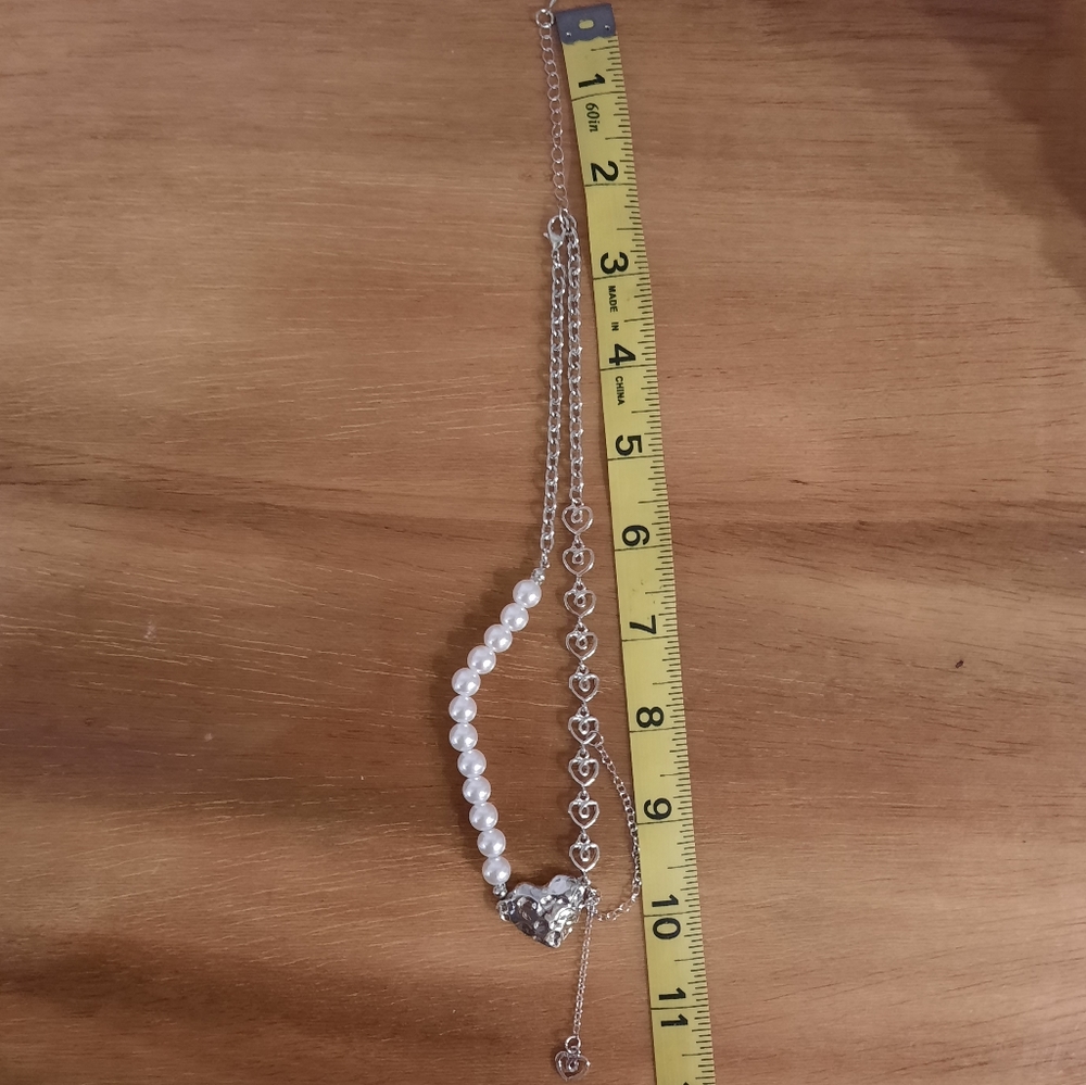Heart Pearl Necklace Silver - Picture 7 of 7